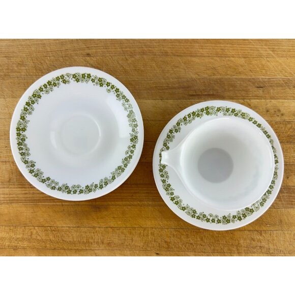 Vintage Corelle Spring Blossom/Crazy Daisy Cups & Saucers Set Of 8 Green Floral - Picture 10 of 12
